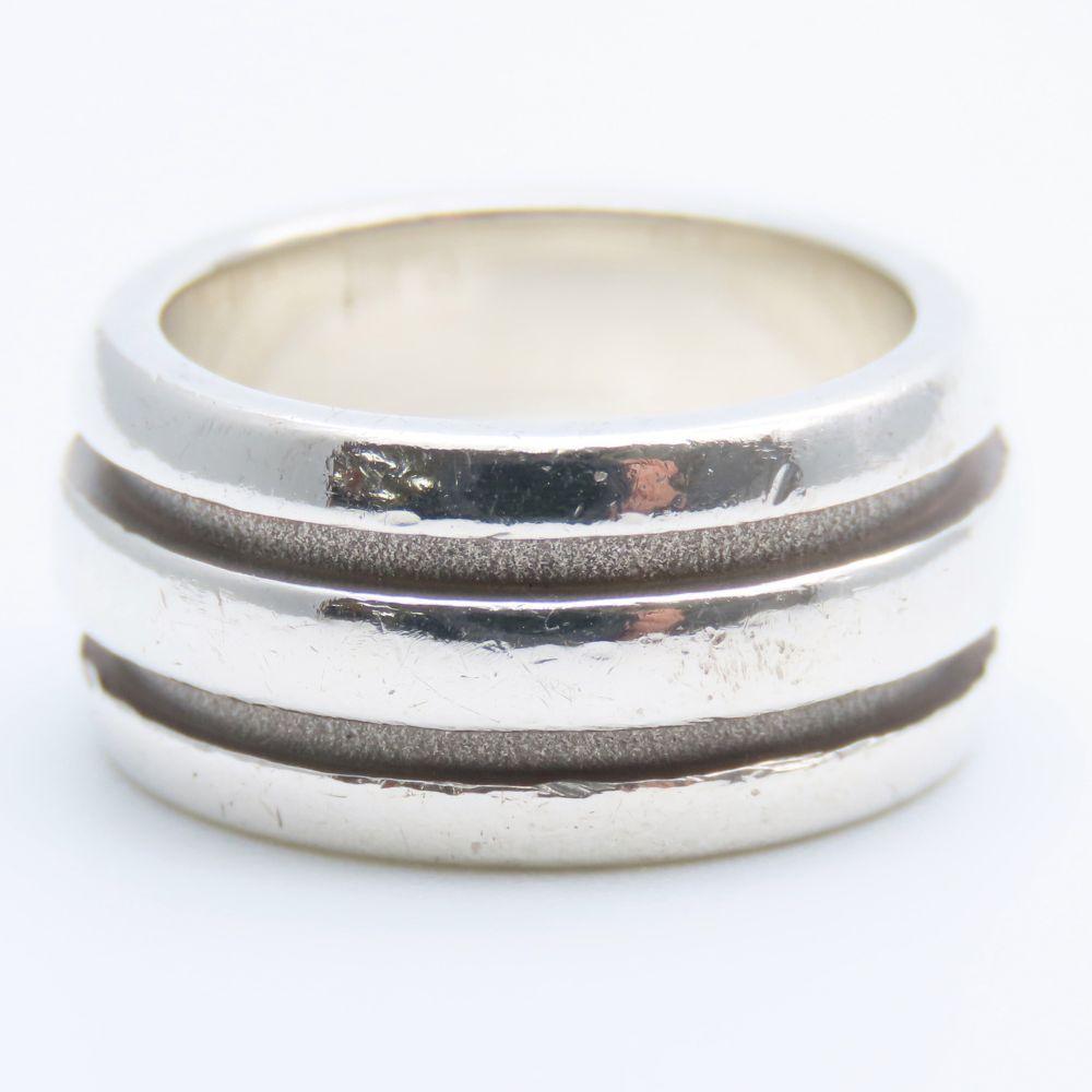 Used TIFFANY&Co. Ring Grooved Double Line EU#47.5 Silver925 9.2g Silver Accessories