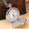 Classical Quartz Analog Smooth Pocket Watch Necklace Pendant with Chain Silver