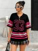 Amerikanisches Baseball-Nummer-bedrucktes kurzärmeliges T-Shirt V-Ausschnitt Locker Trendige Streetwear Y2K Top Sommer Damen-T-Shirts