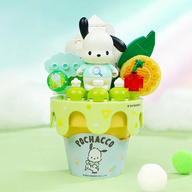 Keeppley Sanrio Building Blocks Ice Cream Cone Hello Kitty Kuromi Pochacco Cinnamoroll Bricks Model Mini Brick Figure Kid Toys