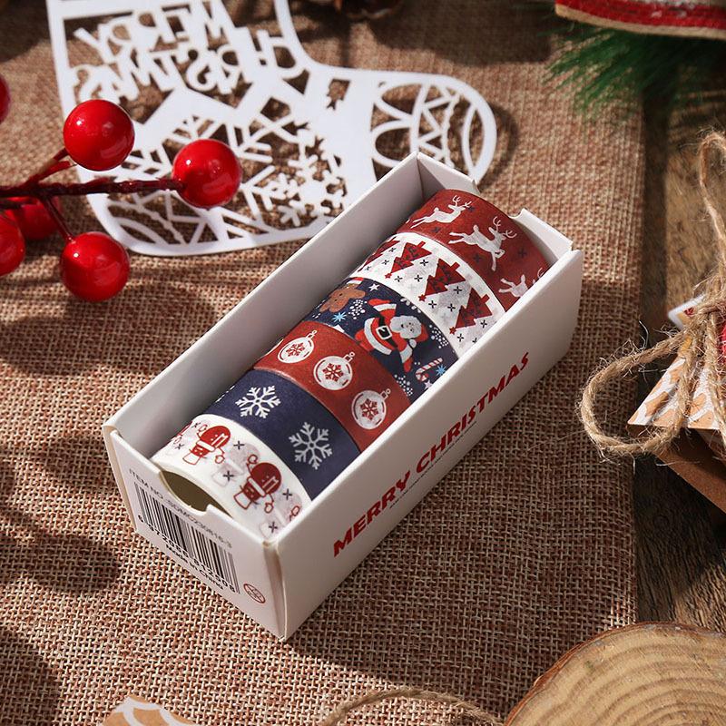 6Pcs Washi Tape Set Festival Christmas Masking Tape Journal Supplies Washitape Stationery Scrapbook Decorative Adhesive Tape