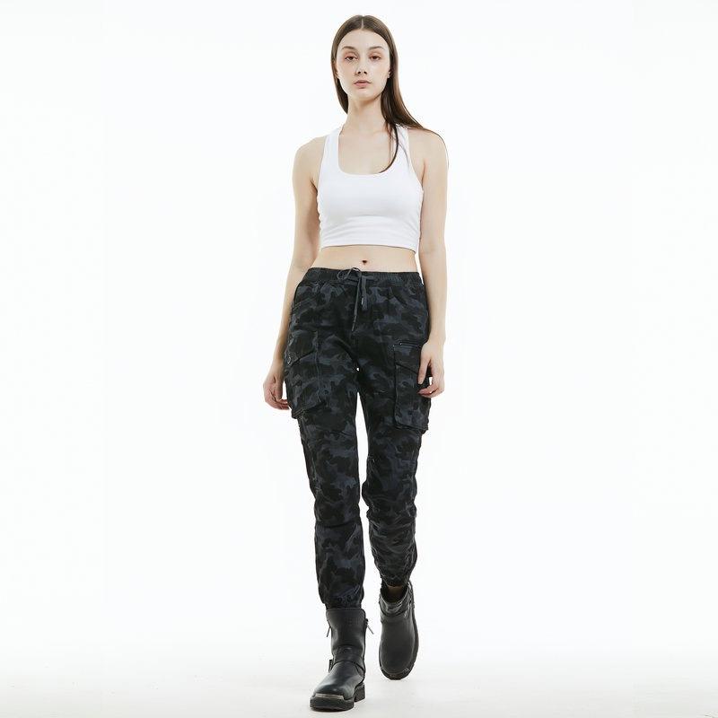 Motorradjeans Damen Ritter lässig knöchelgebunden Camouflage Mehrzwecktaschen Werkzeug Lokomotive Reiten Anti-Sturz-Hose