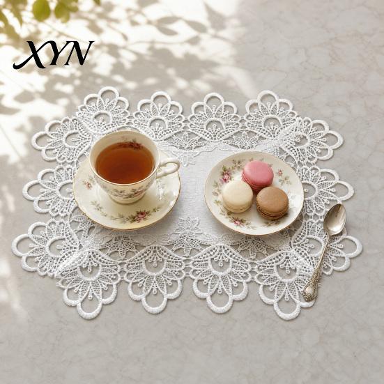 Romantic Simple Design Placemat White Lace Placemat, Foldable Soft Anti-Wrinkle Table Mat, Heat And Bark-grain Resistant Non-Yellowing Durable Dining
