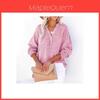 Street Style Wrinkled Cotton Long Sleeve Shirt For Women With Button Closure