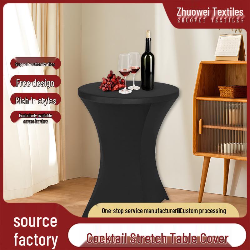 Cross-Border Stretch Cocktail Table Cloth - Hotel Banquet Solid Color Round Cover