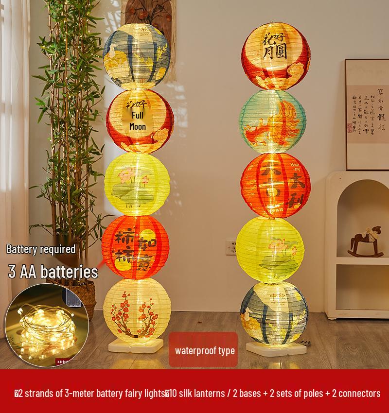 Waterproof Silk Lantern for Outdoor Mid-Autumn Festival Decor