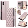 For iPhone XS Max Leather Wallet Case with Straps Rhombus Grid Phone Cover