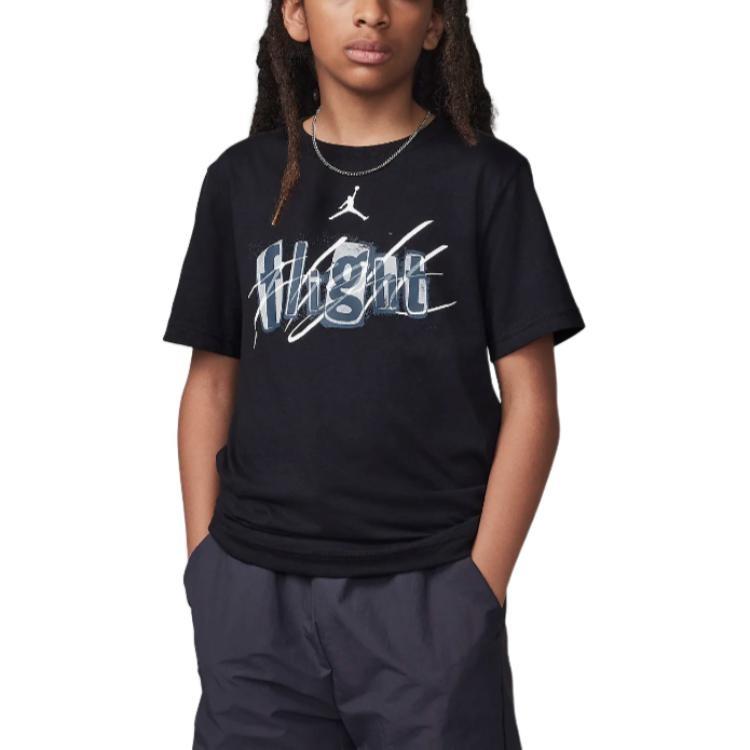 (GS) Air Jordan Flight Team Graphic T-shirt Black Kids HQ7557-010 S