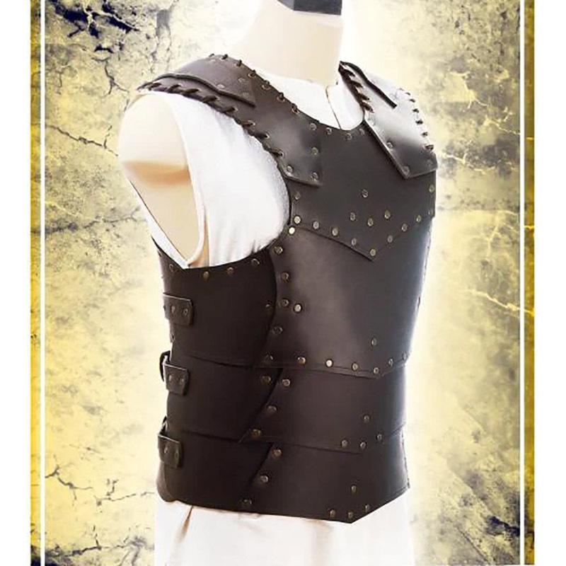 Medieval Viking Leather Armor Chestplate for Cosplay & Halloween темно-коричневого