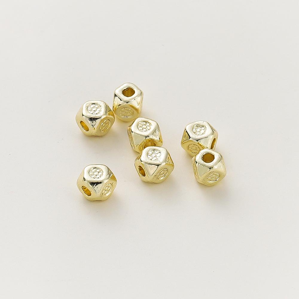 20PCS 14K 18K Gold Plated Brass Round Square Cross Flowers Beads Spacer Beads Jewelry Making Supplies DIY Necklaces Findings