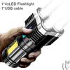 Powerful LED Flashlight Super Bright USB Rechargeable COB 7 LED Handheld Lantern Outdoor Waterproof Camping Portable Torch Light