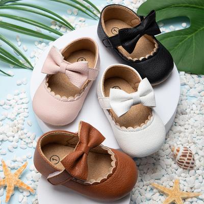 New Children's Anti Slip Princess Shoes Bow Dress Girl Little Leather Shoes Fashion Baby Walking Shoes
