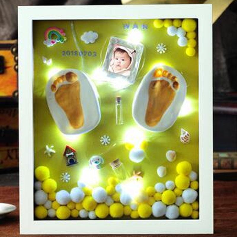Newborns Foot Print Photo Frame 3D Foot Print Molds Photo Frame Baby Molds With Light Soft Clay DIY Handprints Infant Souvenir