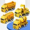 4x Pull Back Engineering Vehicles Movable Joints Xmas Gifts Sturdy Treasure Box Children Toy Yellow