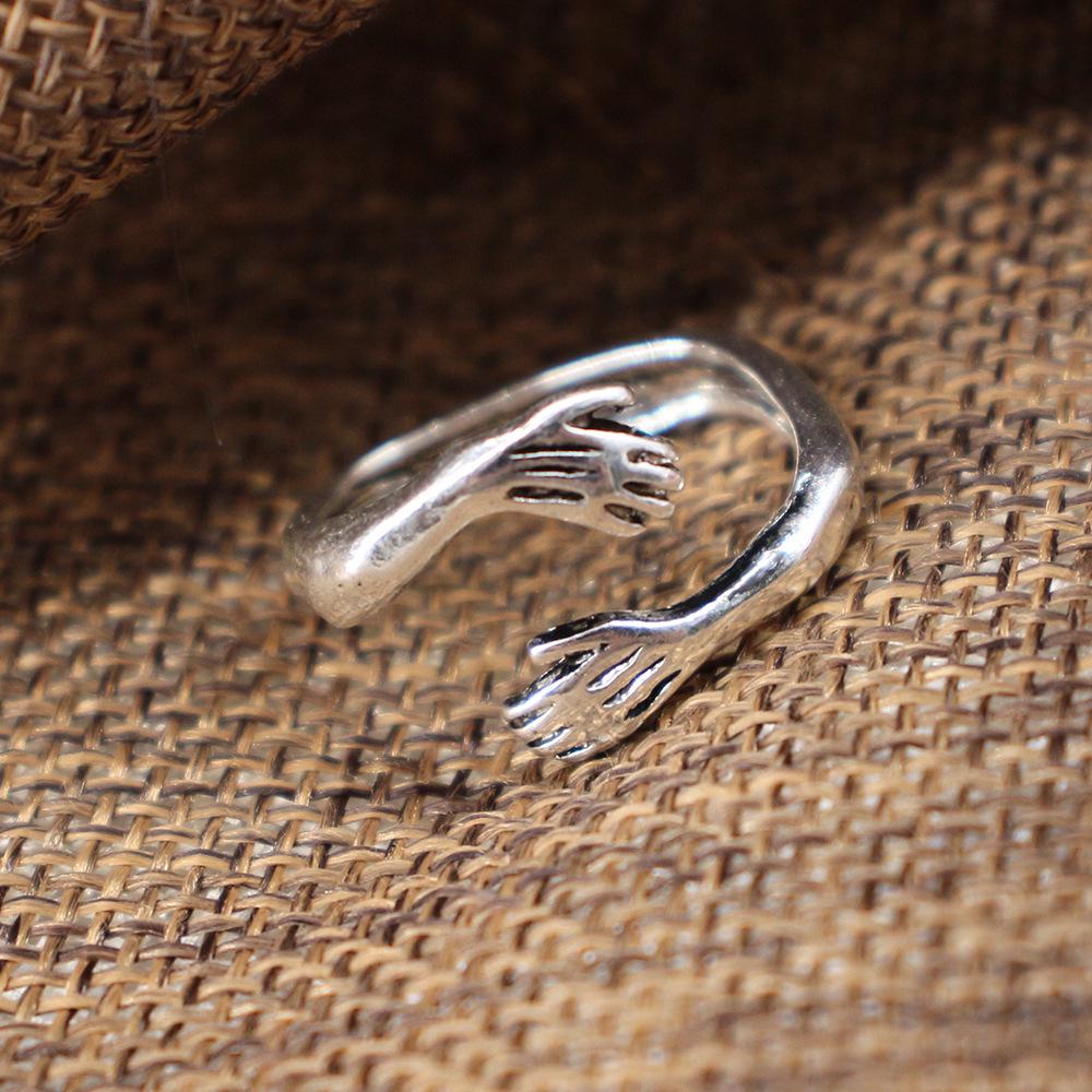 

Кольцо для пары из сплава с зеркальным крестом: Простой, модный дизайн объятий для стильного образа Adjustable Open античный серебряного