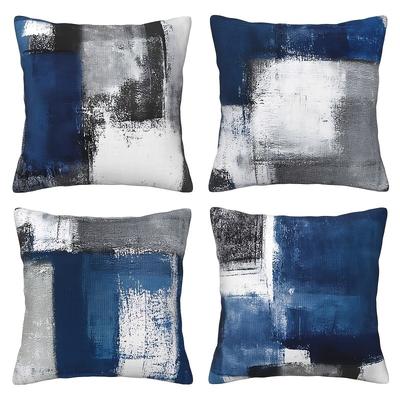 Blue Gray Brushstroke Pillow Cases - Contemporary Artistic DesignLiving Room Sofa Cushion Cover, Bedroom Room Decoration