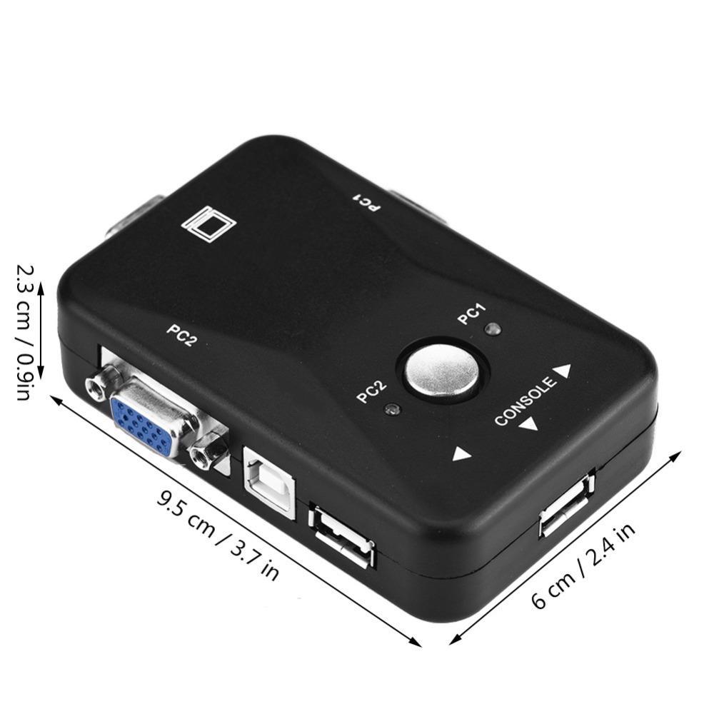 2 Port USB 2.0 KVM Switcher USB 2.0 Plug and Play Video Sharing Adapter VGA Interface KVM VGA Manual Box