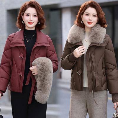 Short Winter New Down Cotton-padded Clothes, Loose Cotton-padded Clothes, Cotton-padded Jackets, Thickened Fur Collars, and Outer Wear.