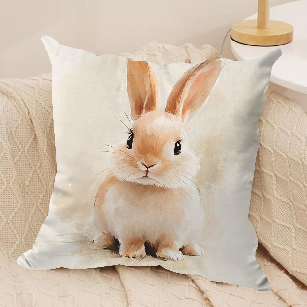 Cute Easter Bunny Cushion Cover Short plush Doublesided Print Square Throw Pillow Covers Sofa Home Cushion Decor
