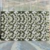 6 Pcs Flower Wall Panel , Green and White Faux Rose Backdrop, Artificial Flower Decor for Wedding Arch, Party Decor, Photo Booth