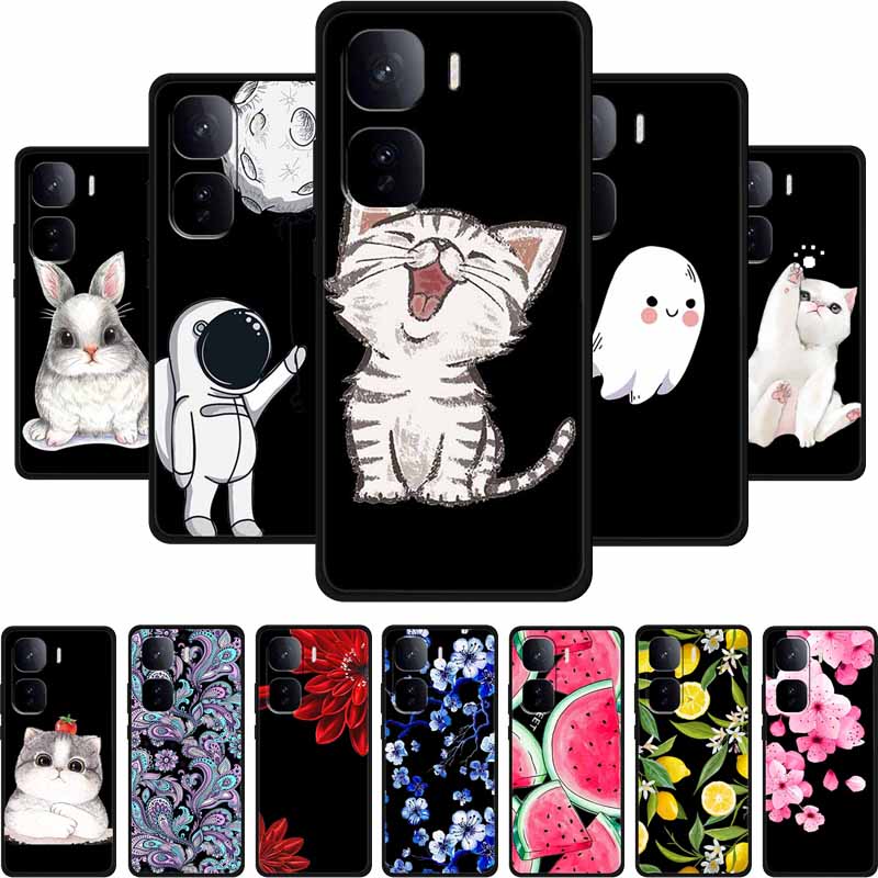 Black Silicone Case For Vivo iQOO Neo 10 Pro Plus Case Cartoon Coque Soft Back Cover For Vivo iQOO Neo 9s Pro Plus Case Funda