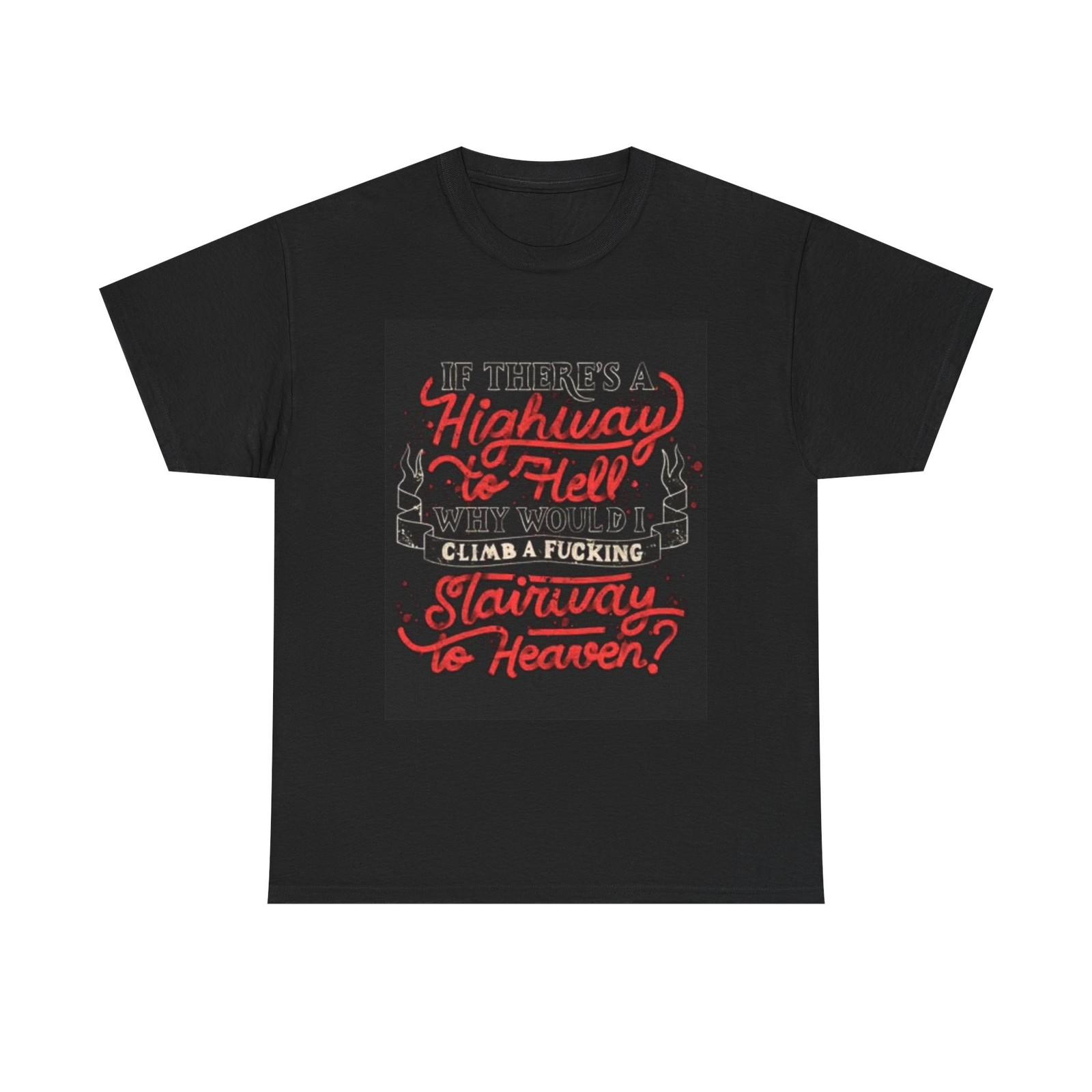 

Highway To Hell Graphic T Shirt Mens Womens Tees Top Funny Led Zeppelin Unisex Heavy Cotton Tee S