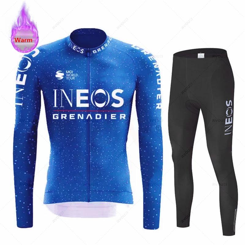 Conjunto de Maillot de Ciclismo de Manga Larga de Forro Polar de Invierno Equipo Granadero Ropa para Bicicleta de Montaña Ropa Ciclismo Traje de Bicicleta de Carreras