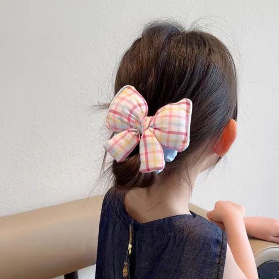 Hair Tie Dot Plaid Print Handcrafted Bow Flower Design Hair Rope Soft Fabric High Elasticity Pastoral Style Hair Band Hair Accessory