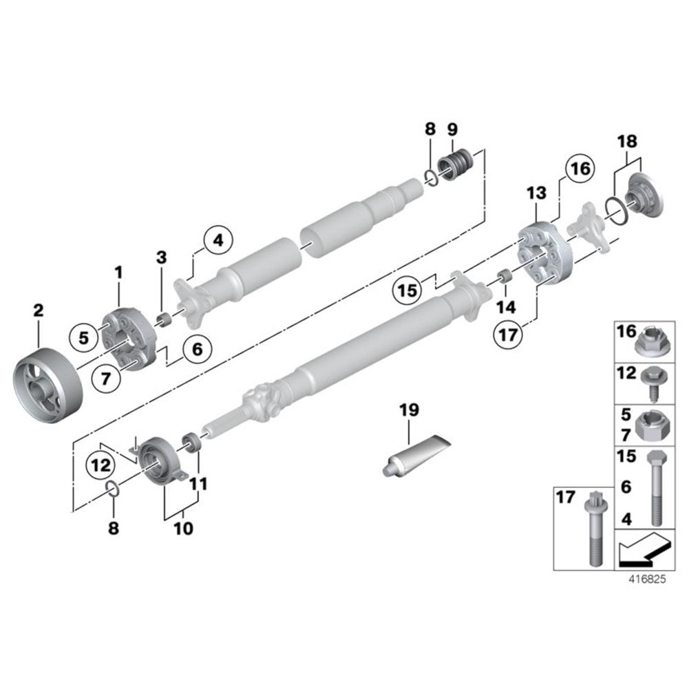 Aluminium Alloy Drive Shaft Center Support Propshaft Mounting 26127526631 for 1 3 SERIES E81 E82 E88 E90 E91 E92 E93