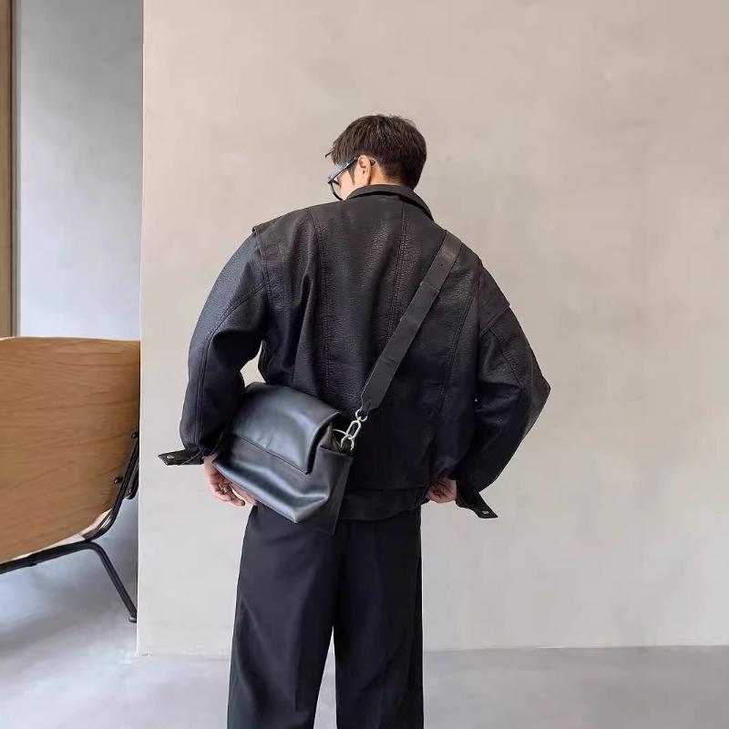 Autumn and winter stand-up collar locomotive style young and young leather jacket ruffian handsome temperament loose leather jacket