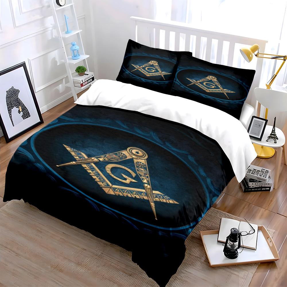 Masonic Symbol Design Bedding Set Bedding set (1 duvet cover, 2 pillowcases, duvet not included)