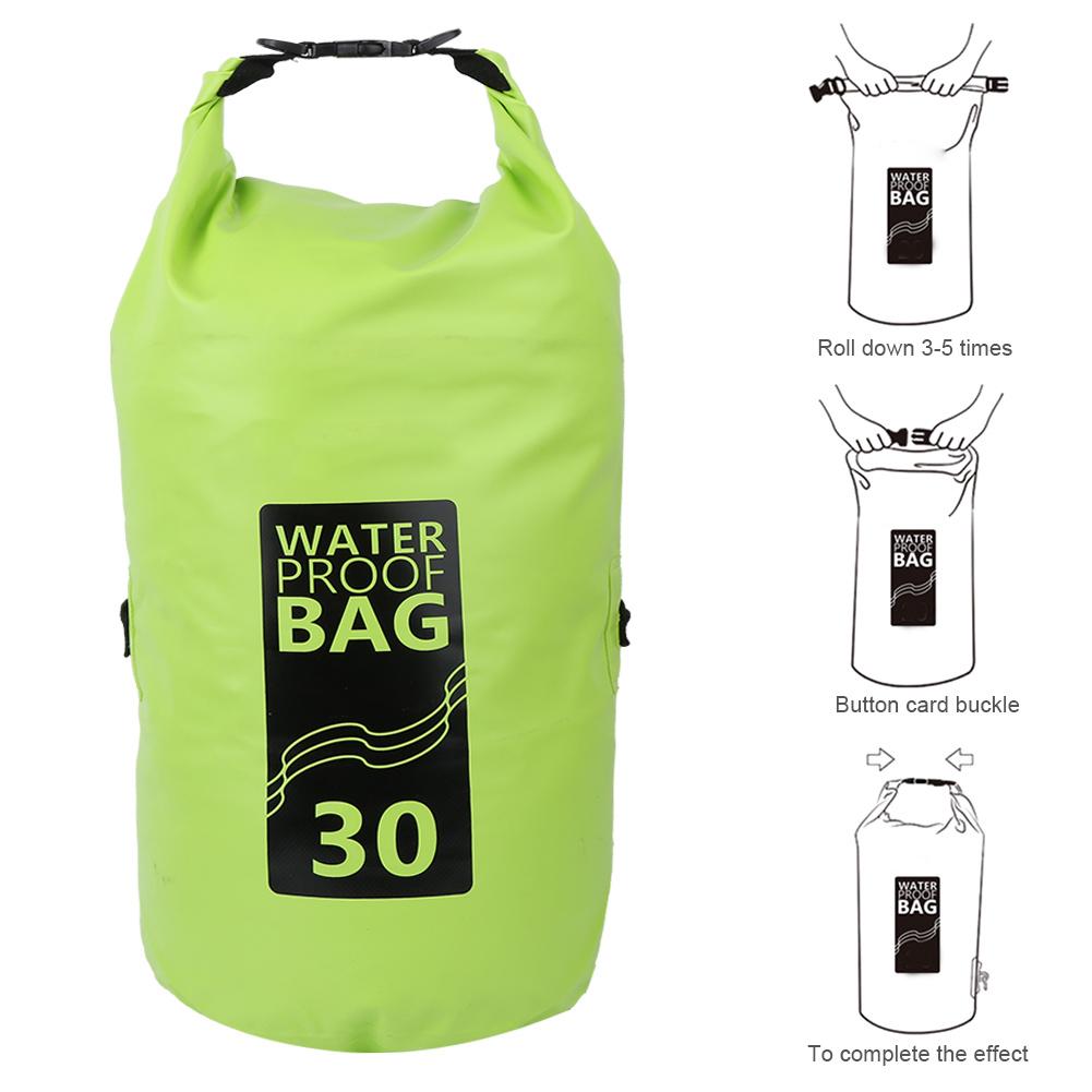 30L PVC Green Seamless Hot Pressing Outdoor Mountaineering Travel Backpack Snorkeling Swimming Waterproof Diving