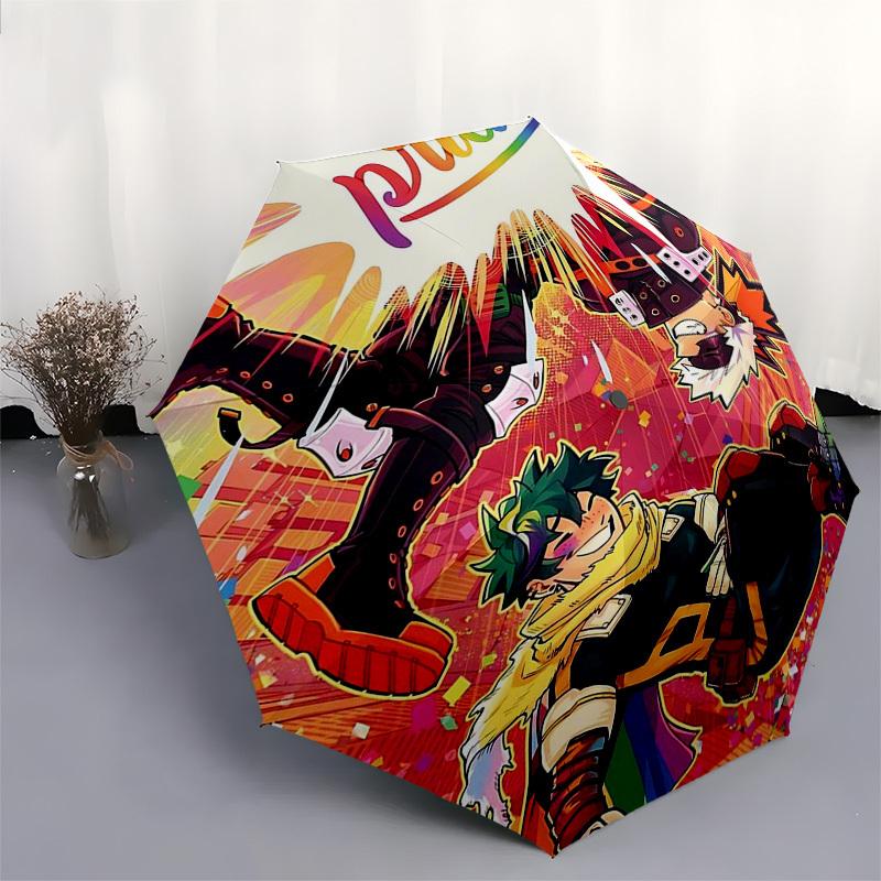 1pc Boku no Hero Academia Outdoor Umbrella - Automatic Opening/Closing, Portable Tri-Fold Design with 8-Rib Iron Frame, Perfect Gift for Fans, Tr