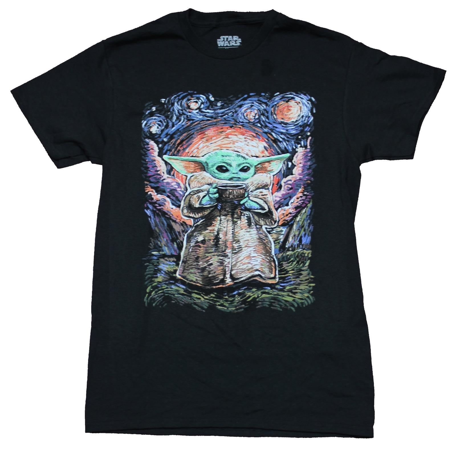 Star Wars The Mandalorian Adult New T-shirt Starry Night Grogu Pic XXXXL