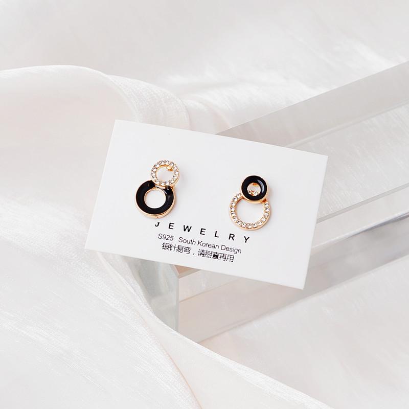 Cute Korean Earrings Love Heart Bling Crystal Stone Rose Gold Stud Earrings for Women Korean Jewelry Gift