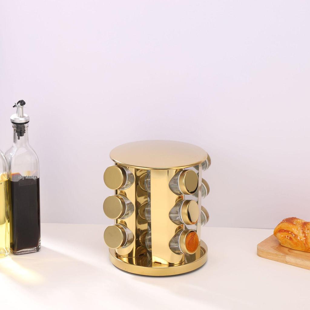 Rotatable Stainless Steel Kitchen Spice Rack - Multi-functional, Portable Seasoning Organizer