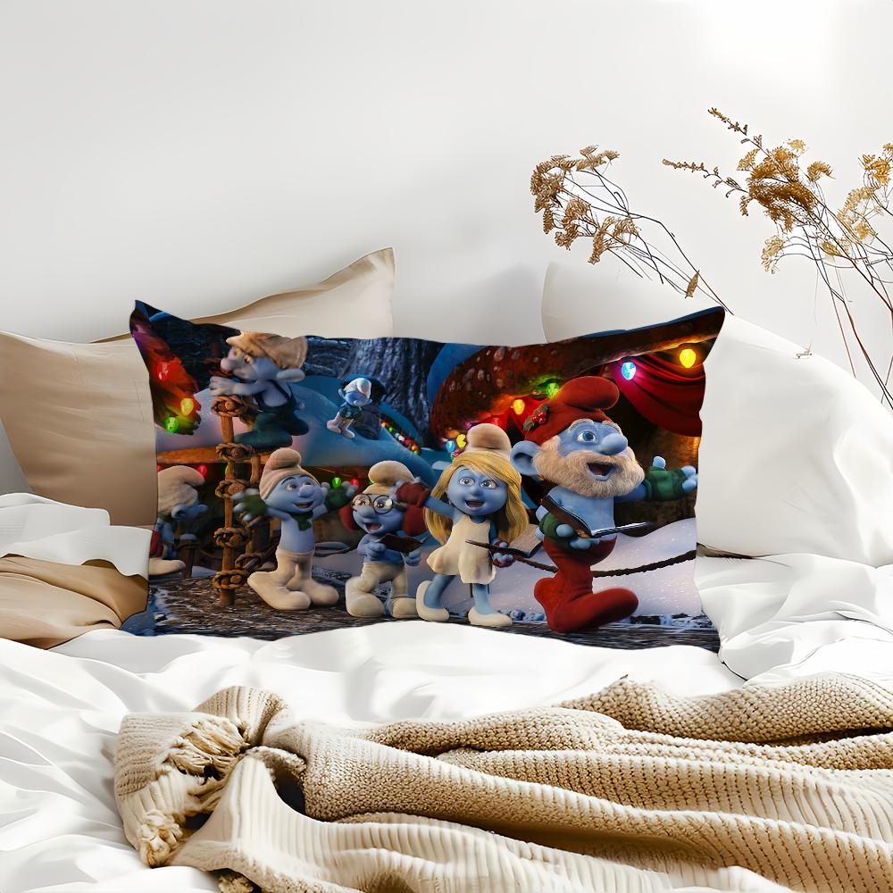 Hot Cartoon S-Smurfs Pillow Case Suitable For All Seasons Home Decoration Cushion Cover Suitable For Livingroom Bedroom Sofa