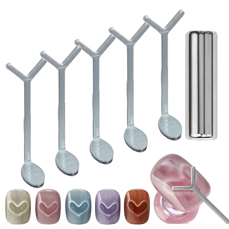 3/5pcHeart Shaped Cat Eye Magnet Y-shape Cat Eye Nail Magnet Set Love Pattern Magnet Suitable For DIYGel Polishing Magnetic Tool