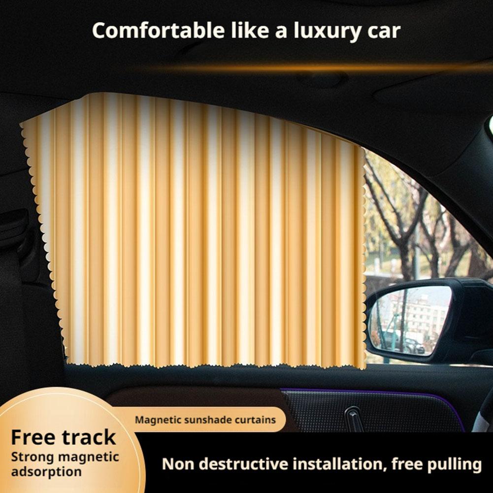 Magnets Car Sunshade Curtain Universal Side Window Sliding Car Retractable Interior Track Shades Accessories Car Curtains Q9S2