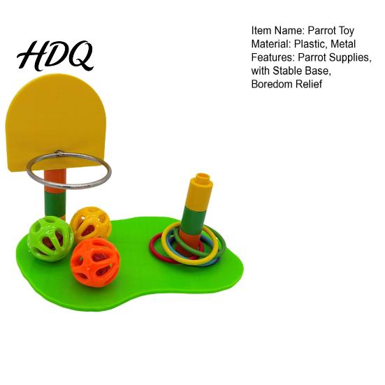 Small Bird Toss Ball Games Parrot Basketball Hoop Toy Interactive Ring Game Play Stand Agility Training Enrichment Toy for Parakeets Cockatiels