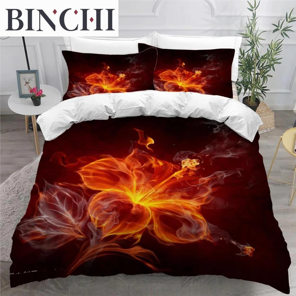Colorful Flame Duvet Cover 3D Cool Fire Bedding Set for Kids Girls Soft Microfiber Quilt Cover with Zipper Closure