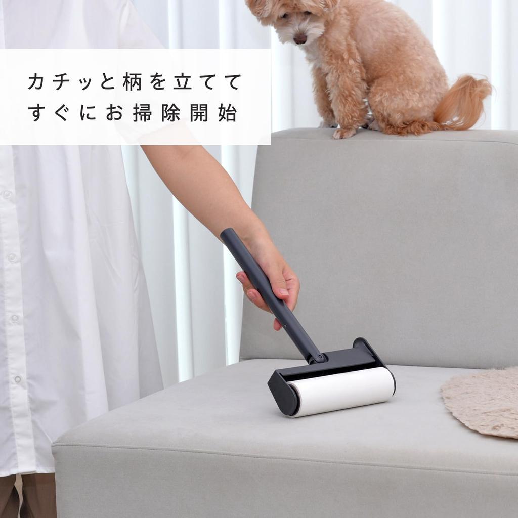 Gekiochi-kun LEC Carpet Cleaner Handheld Foldable Main Unit No Case Short Handle Adhesive Roller Sticky Lint Remover Gray Approx 33.5cm