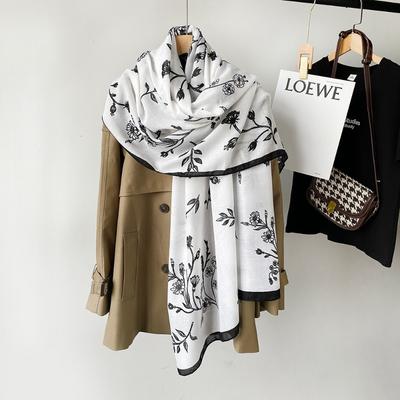 New Cotton and Linen Scarf Women's Autumn High-end Feeling Small Floral Silk Scarf Soft and Thin Shawl Headscarf