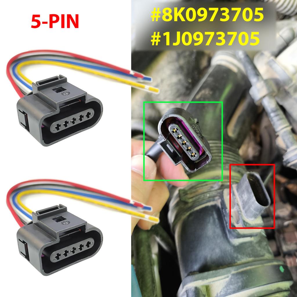 2x For SEAT ALTEA EXEO LEON TOLEDO SKODA OCTAVIA MAF Mass Air Flow Meter Sensor Connector 5PIN Plug Wiring Repair Kit 1J0973705