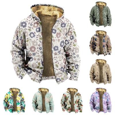 Chaqueta Estampado Floral para Hombre Chaqueta Casual de Tendencia con Cremallera y Capucha para Primavera y Otoño