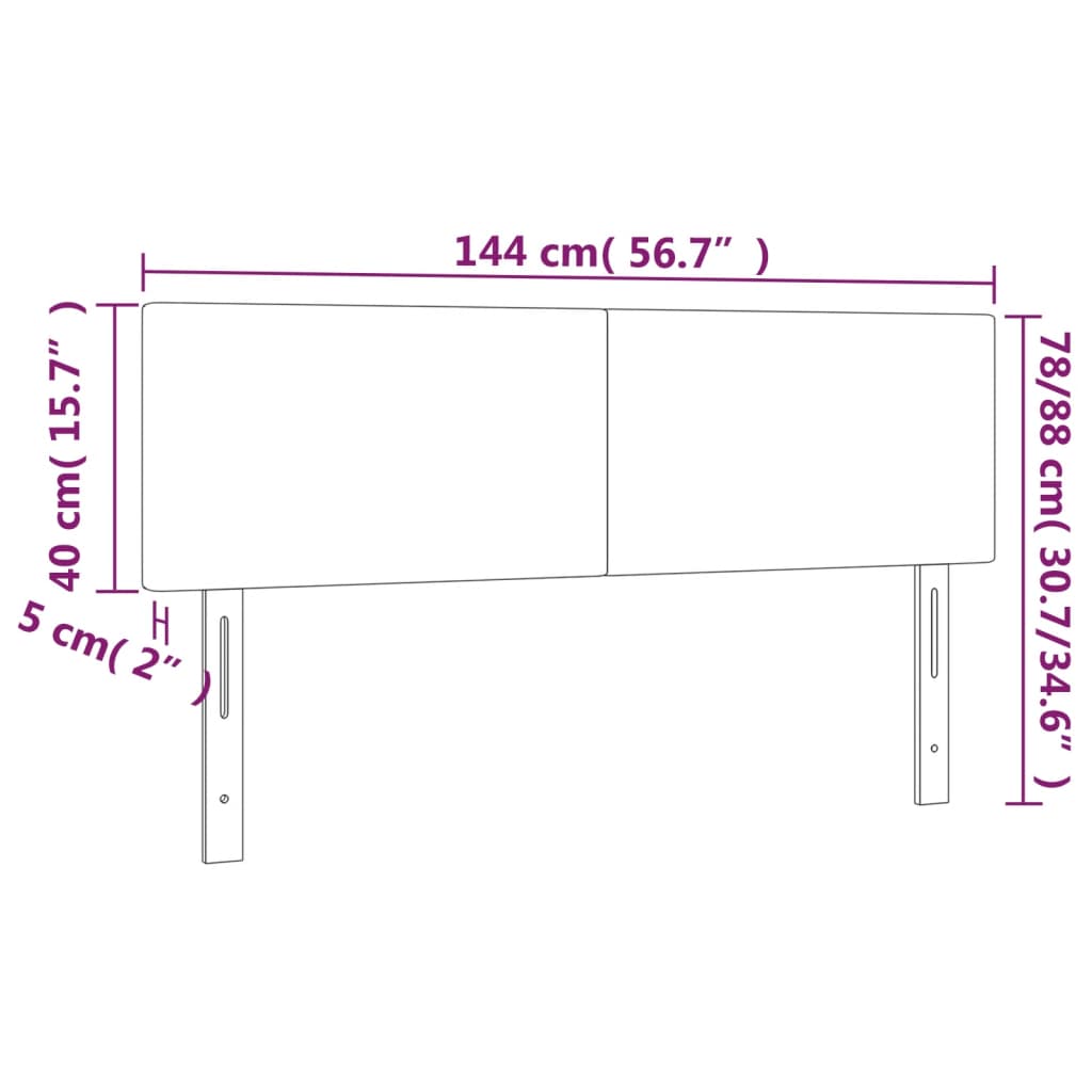 Vidaxl Zagłówek Do Łóżka Z Led, Czarny, 144X5X78/88 Cm, Sztuczna Skóra