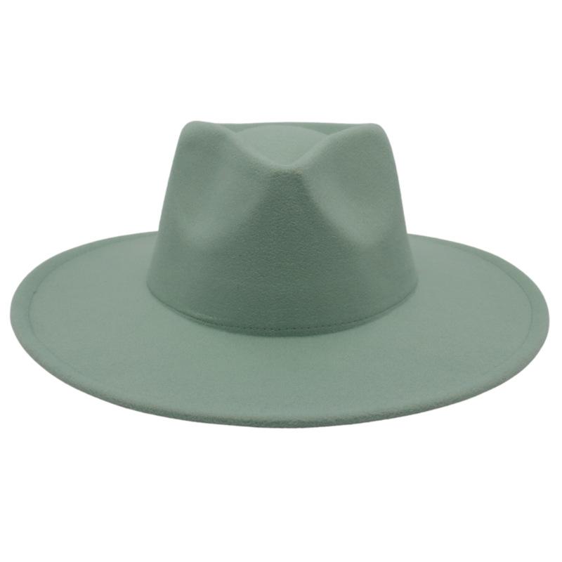 Big Brim Top Hat Women'S Coat With Hat Felt Hat Solid Color Cashmere Jazz Hat