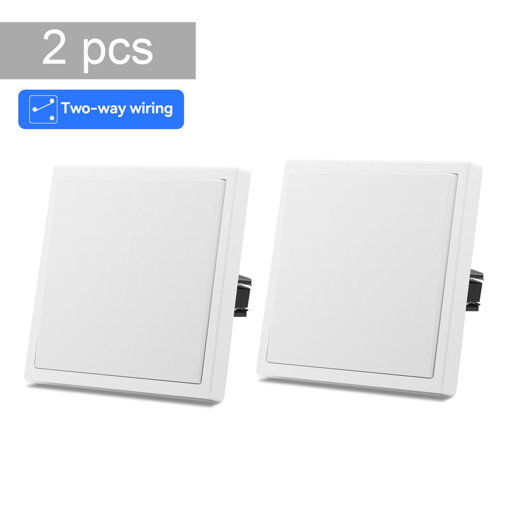 BSEED Interrupteurs Muraux 1/2 Gang Va-et-Vient Interrupteurs d'Escalier Grands Boutons Mécaniques Cadre en Plastique 220V Blanc/Noir/Gris 10A