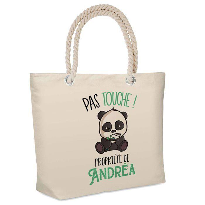 Sac de plage - PLANETEE - Andréa Pas Touche Panda - Coton - Imprimé en France - Grande contenance