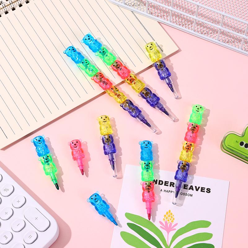 Colorful Bear Shaped 5-Section Doodle Crayons - Creative Student Drawing Set